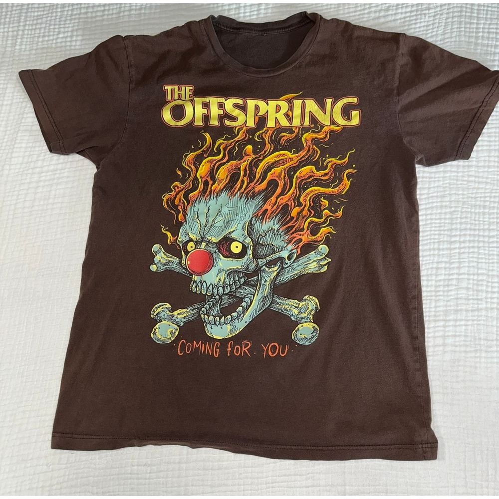 The Offspring T-Shirt 2016 Tour‎ Skull Clown Coming For You Band Tee Brown